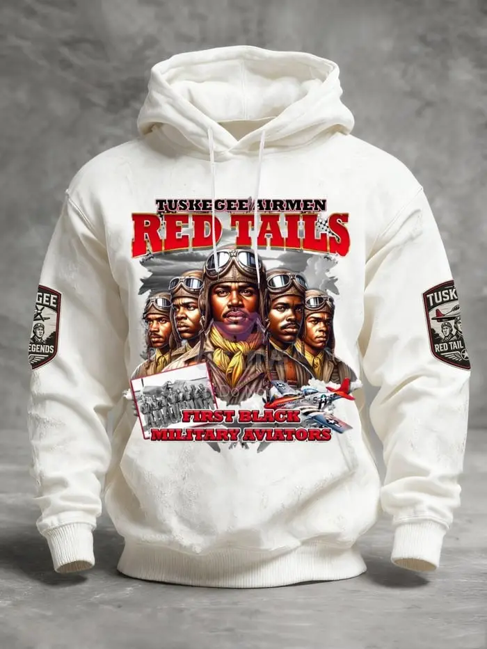 Tuskegee Airmen Red Tails First Black Military Aviators Hoodie Aviation Pullover Gift For Dad