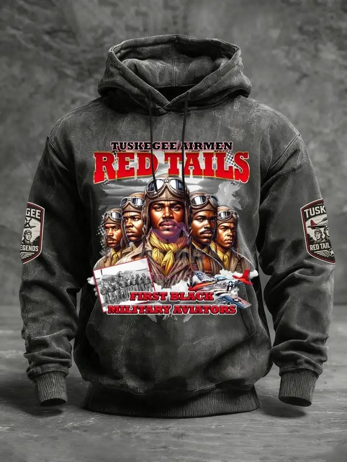 Tuskegee Airmen Red Tails First Black Military Aviators Hoodie Aviation Pullover Gift For Dad