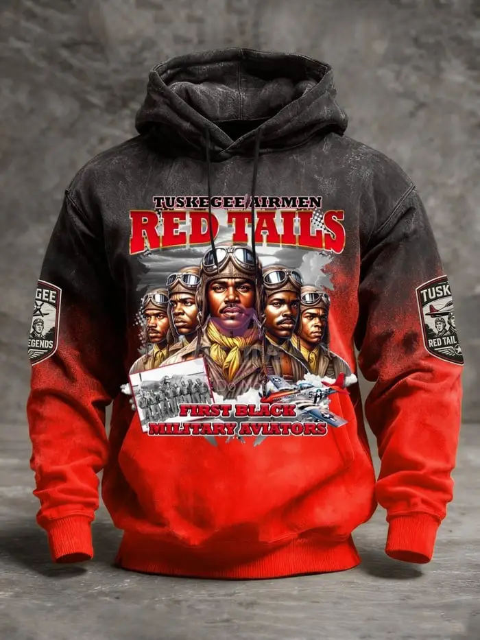 Tuskegee Airmen Red Tails First Black Military Aviators Hoodie Aviation Pullover Gift For Men