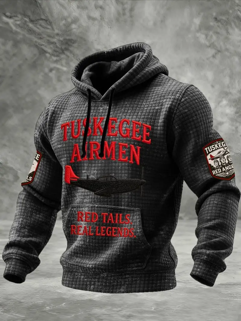 Tuskegee Airmen Red Tails Real Legends Waffle Hoodie Aviation Clothing Gift For Boyfriend Tuskegee Airmen Red Tails Real Legends Waffle Hoodie Aviation Clothing Gift For Boyfriend - Image 1