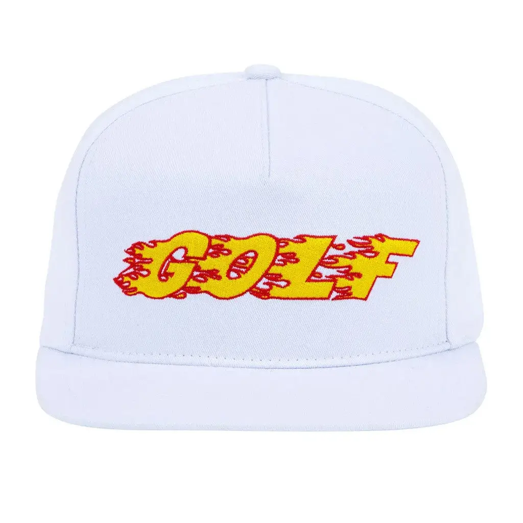 Tyler The Creator Merch Fire Golf Hat White Embroidered Golf Wang Merch Gifts For Husband -WearandDecor Tyler The Creator Merch Fire Golf Hat White Embroidered Golf Wang Merch Gifts For Husband -WearandDecor - Image 1