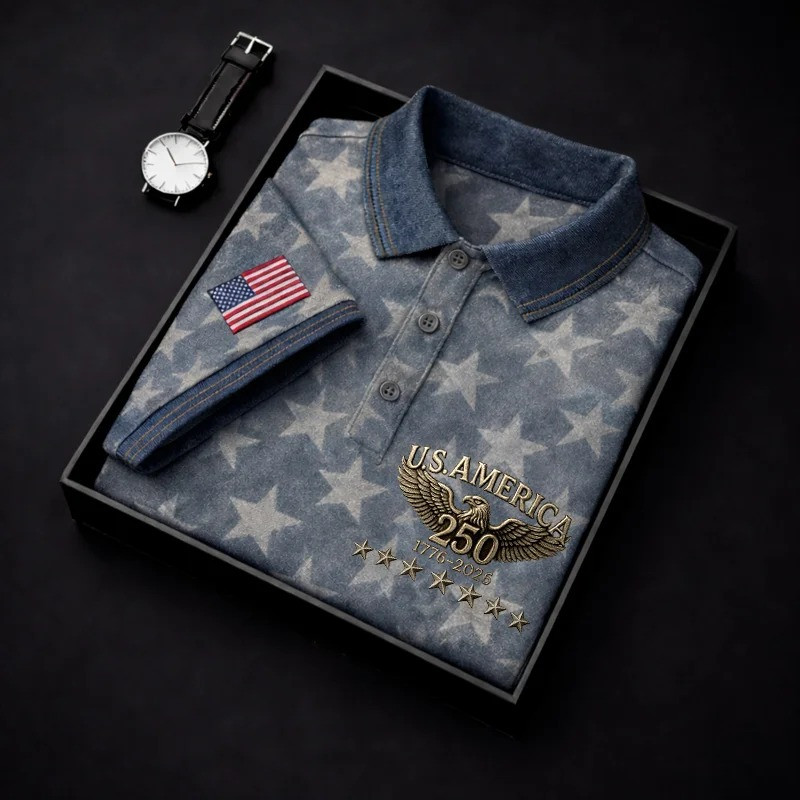 U.S America 250Th Anniversary Polo Shirt 1776 2026 Patriotic Eagle Shirt Gift For Veterans