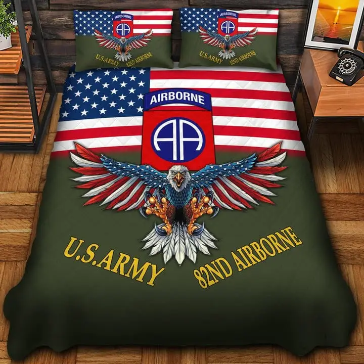 U.S Army Veteran Quilted Bedding Set Duvet Cover Bedspread Eagle 82ND Airborne Best Veteran Gifts U.S Army Veteran Quilted Bedding Set Duvet Cover Bedspread Eagle 82ND Airborne Best Veteran Gifts - Image 1