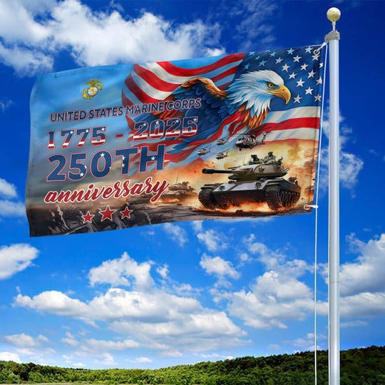 U.S Marine Corps Veteran Flag 1775 2025 250th Anniversary Home Decor Patriotic Presents