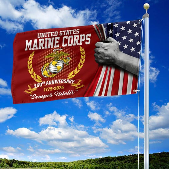 U.S Marine Corps Veteran Flag 1775 2025 250th Anniversary Semper Fidelis Home Decor Gifts U.S Marine Corps Veteran Flag 1775 2025 250th Anniversary Semper Fidelis Home Decor Gifts - Image 1
