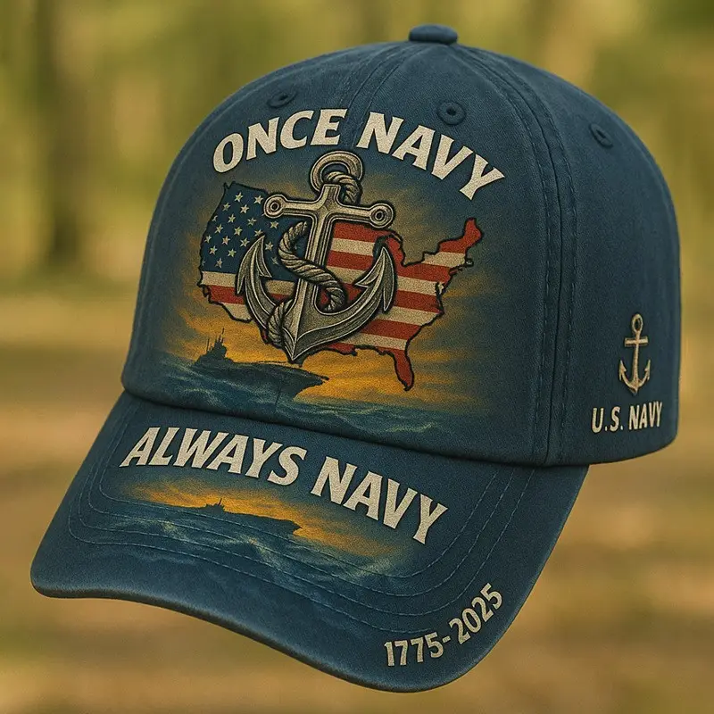 U.S Navy 1775 2025 Hat Once Navy Always Navy Best Independence Day Veteran Apparel U.S Navy 1775 2025 Hat Once Navy Always Navy Best Independence Day Veteran Apparel - Image 1