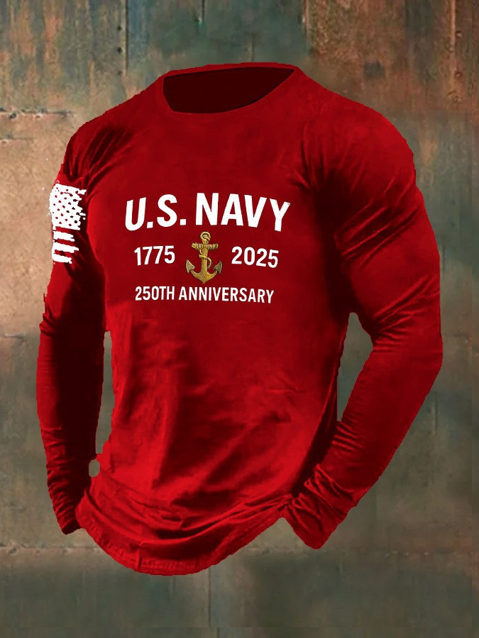 U.S Navy 250th Anniversary Long Sleeve Shirt Anchor 1775 2025 Best Navy Merchandise Clothing