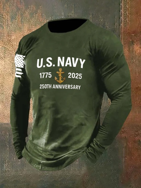 U.S Navy 250th Anniversary Long Sleeve Shirt Anchor 1775 2025 Best Navy Merchandise Clothing U.S Navy 250th Anniversary Long Sleeve Shirt Anchor 1775 2025 Best Navy Merchandise Clothing - Image 1