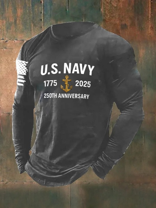 U.S Navy 250th Anniversary Long Sleeve Shirt Anchor 1775 2025 Best Navy Merchandise Clothing