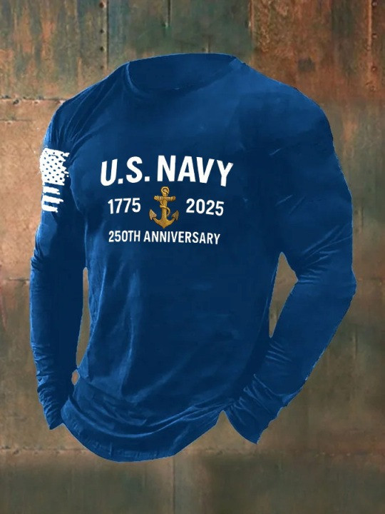 U.S Navy 250th Anniversary Long Sleeve Shirt Anchor 1775 2025 Best Navy Merchandise Clothing