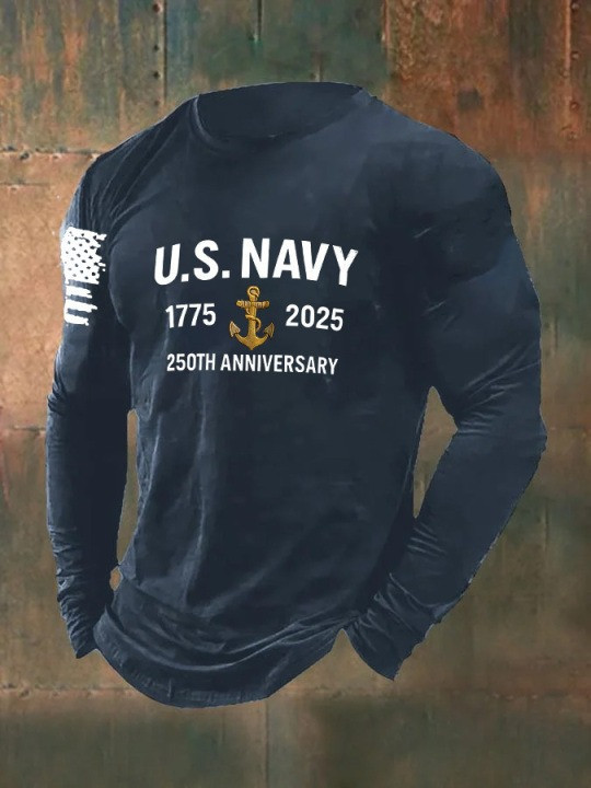 U.S Navy 250th Anniversary Long Sleeve Shirt Anchor 1775 2025 Best Navy Merchandise Clothing