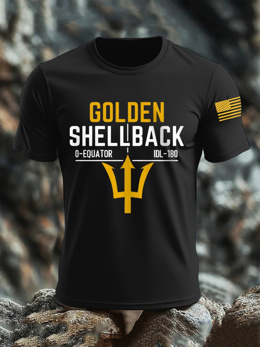 U.S Navy 250th Anniversary T-shirt Golden Shellback Unique Navy Veteran Clothing