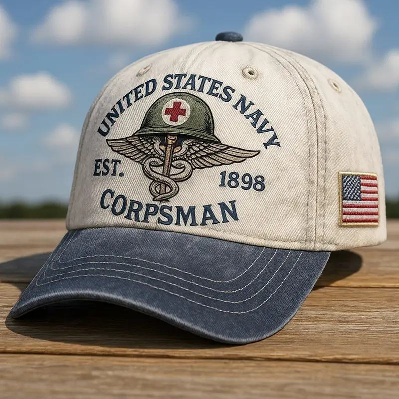 U.S Navy Medical Corps Hat Corpsman Est 1898 Us Flag Best Veteran Gift Ideas