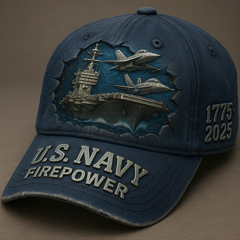 U.S Navy Veteran Hat Firepower 1775 2025 Military Cap Patriotic Present Ideas