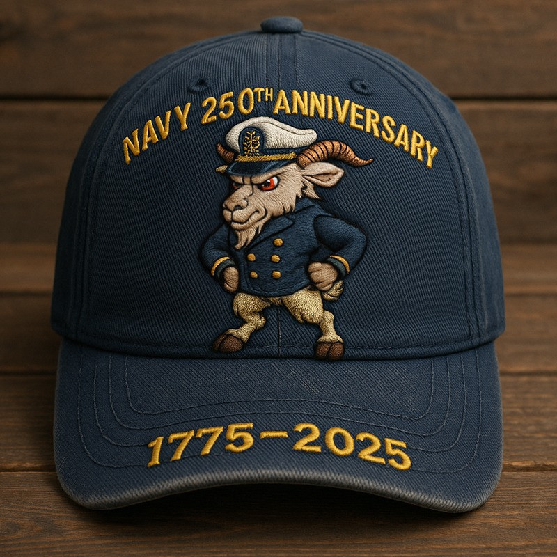 U.S Navy Veteran Hat Goat 250th Anniversary 1775 2025 Patriotic Gifts For Men