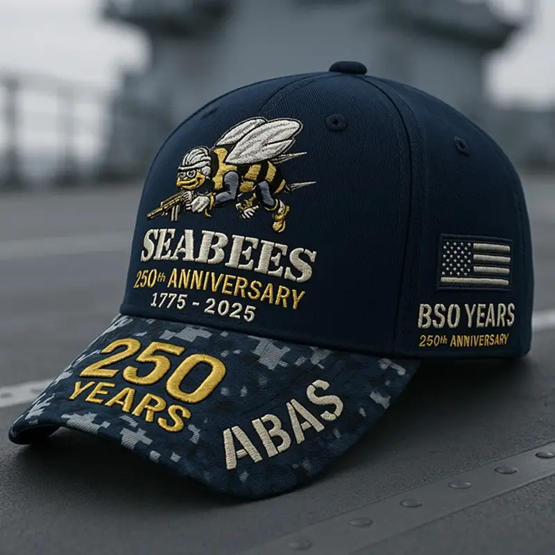 U.S Navy Veteran Hat Seabees 250th Anniversary ABAS BS0 Years Military Cap Patriotic Gifts