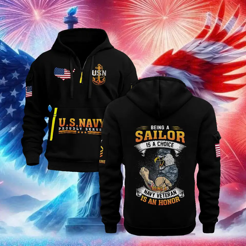 U.S Navy Veteran Quarter Zip Hoodie Being A Navy Veteran Is An Honor Apparel Veterans Gifts