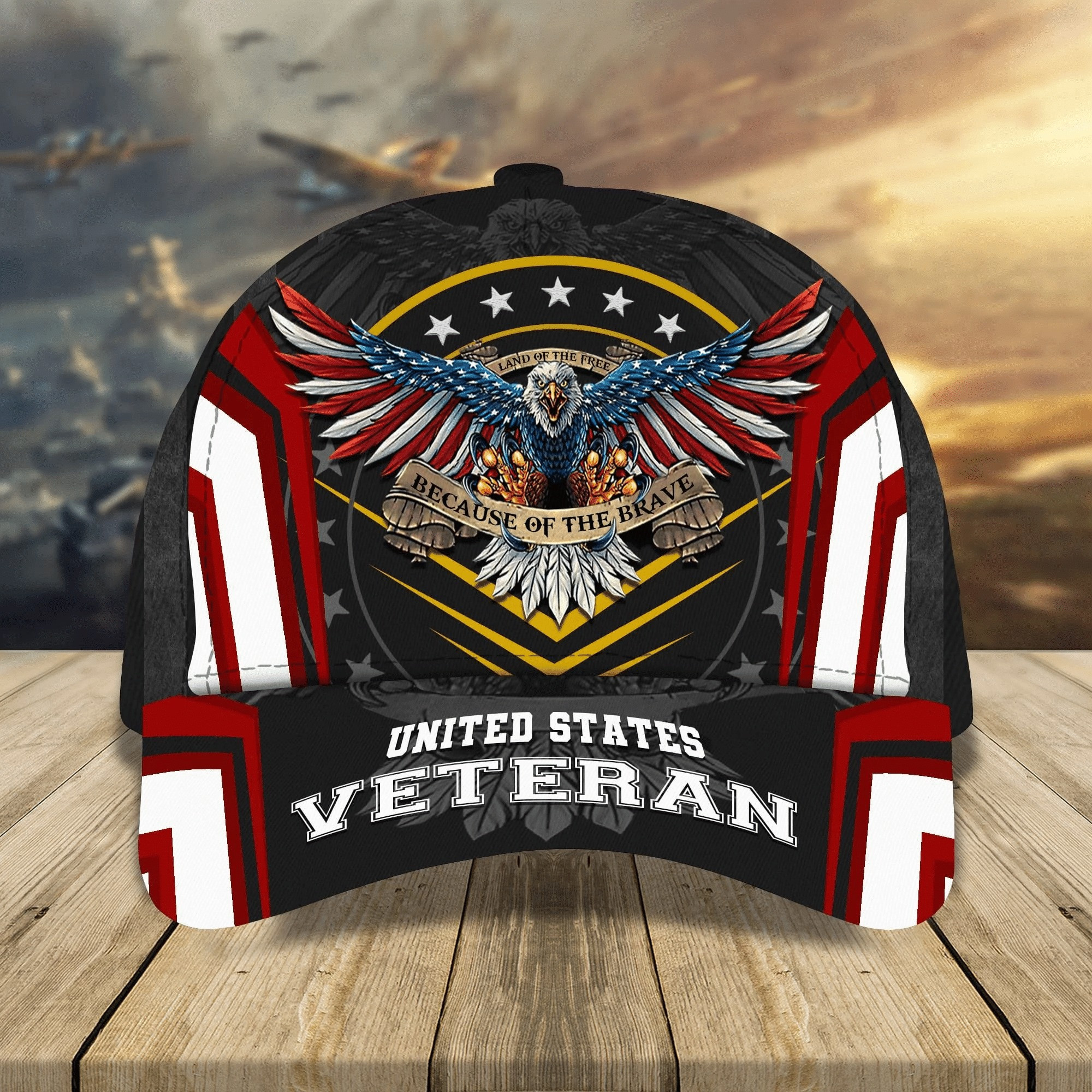 U.S Veteran Hat Land Of The Free Because Of The Brave Cap 4th July Merch
