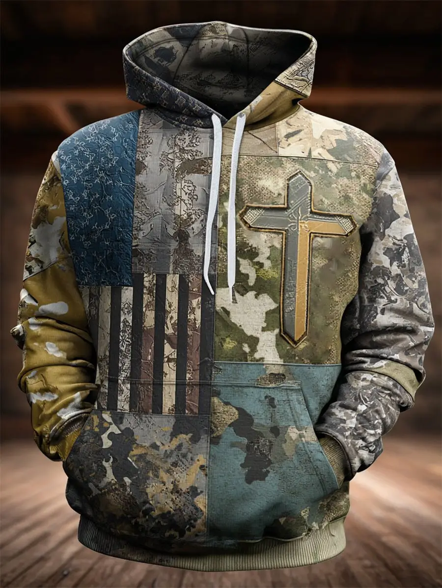 U.S Veteran Merch Camo Hoodie Vintage Faith American Flag Hoodie Proud Veteran Gift Ideas