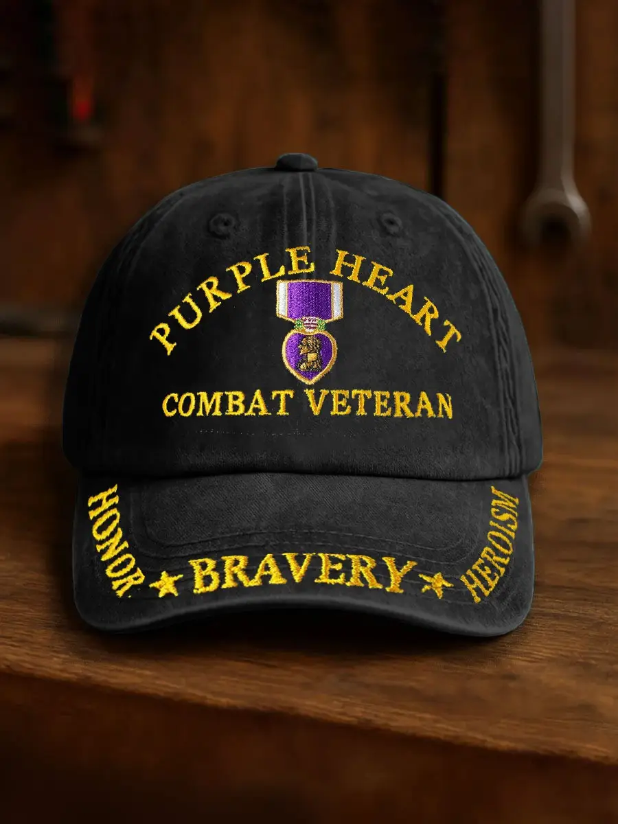 U.S Veteran Purple Heart Combat Veteran Hat Honor Bravery Heroism Best Veterans Day Ideas