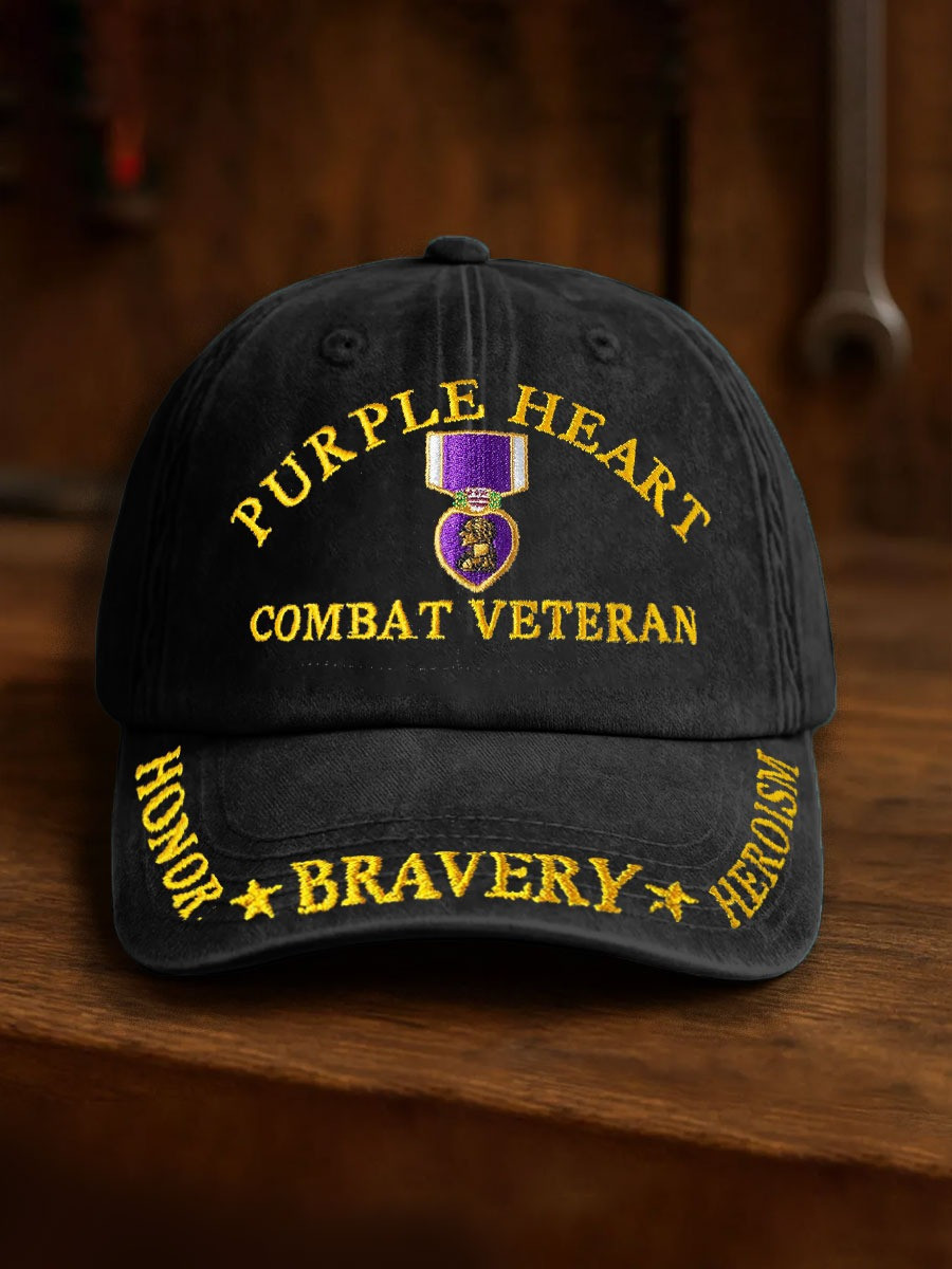 U.S Veteran Purple Heart Combat Veteran Hat Honor Bravery Heroism Best Veterans Day Ideas