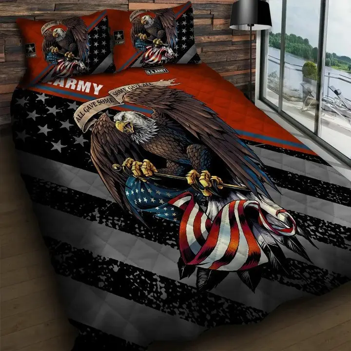 U.S Veteran Quilted Bedding Set Duvet Cover Bedspread Eagle All Gave Some Veteran Gifts U.S Veteran Quilted Bedding Set Duvet Cover Bedspread Eagle All Gave Some Veteran Gifts - Image 1