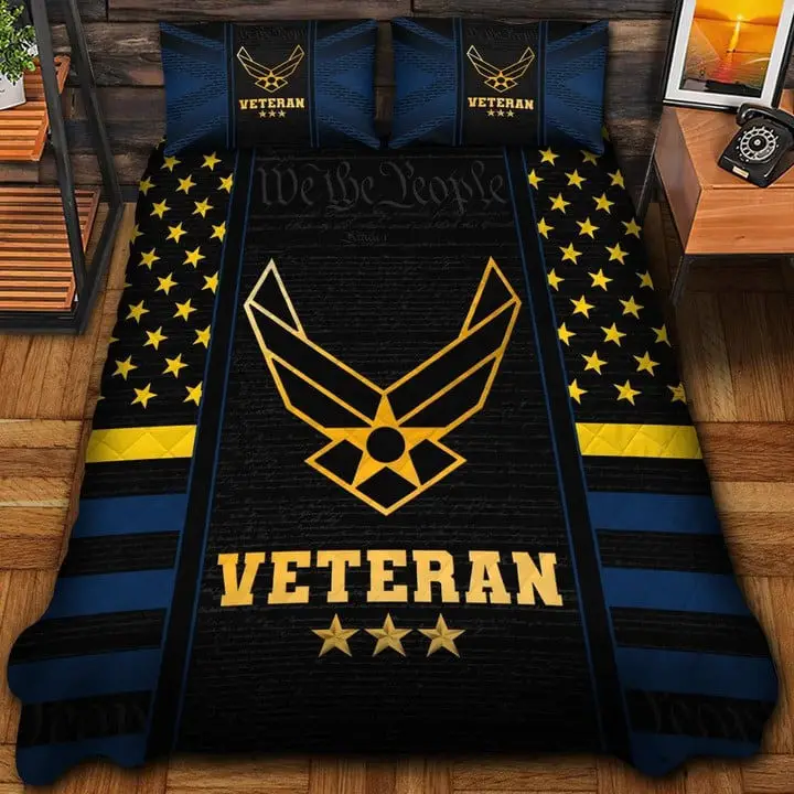 U.S Veteran Quilted Bedding Set Duvet Cover Bedspread We The People Best Veteran Gifts