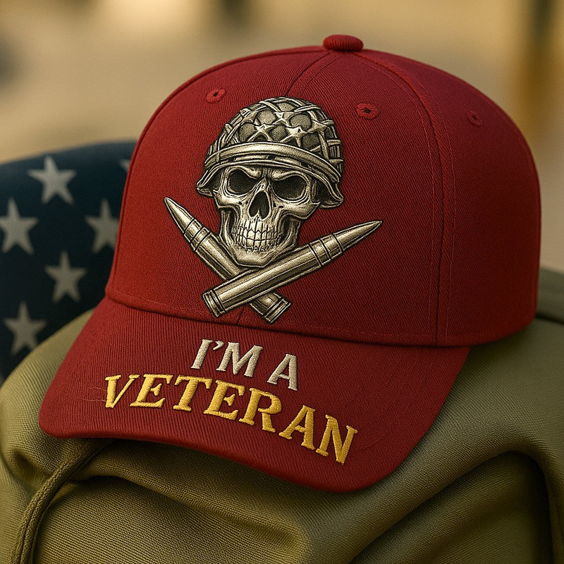 U.S Veteran Skull Head Hat I'm A Veteran Proud Patriot Gifts Ideas For Veterans Day