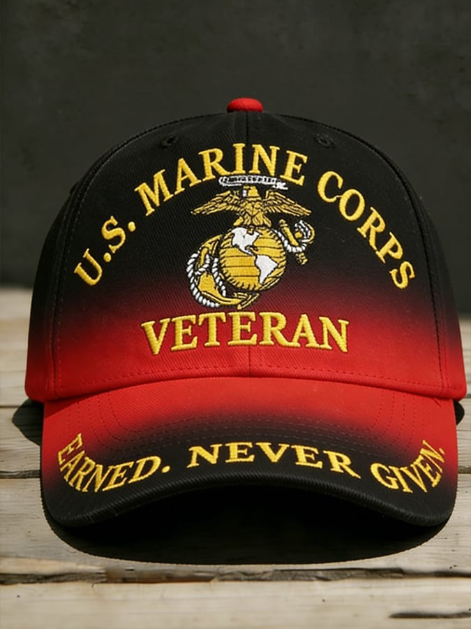 U.S. Marine Corps Veteran Baseball Cap Earned Never Given Hat Best Gift For Men
