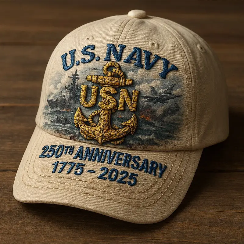 U.S. Navy 250th Anniversary 1775 2025 Hat Anchor USN Milytary Cap Presents For Patriots
