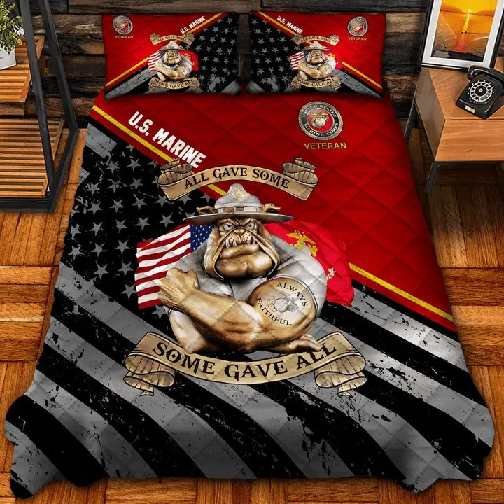 U.S.Marine Veteran Quilted Bedding Set Duvet Cover Bedspread Some Gave All Military Gift Ideas U.S.Marine Veteran Quilted Bedding Set Duvet Cover Bedspread Some Gave All Military Gift Ideas - Image 1