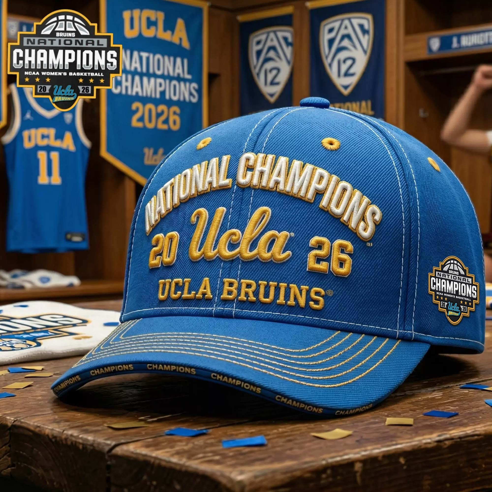 UCLA Bruins Women Basketball Hat NCAA Women Nation Champions Baseball Cap Gift For Her