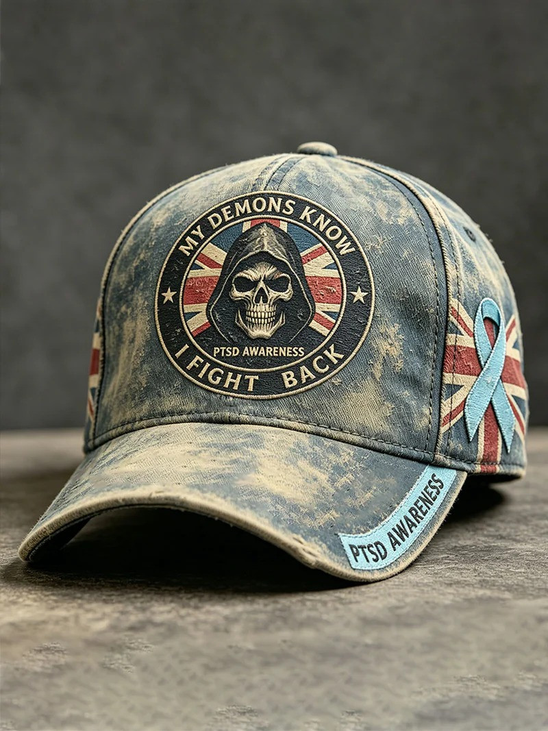 UK Veterans My Demon Know I Fight Back Hat PTSD Awareness Hat Army Veteran Gift For Dad