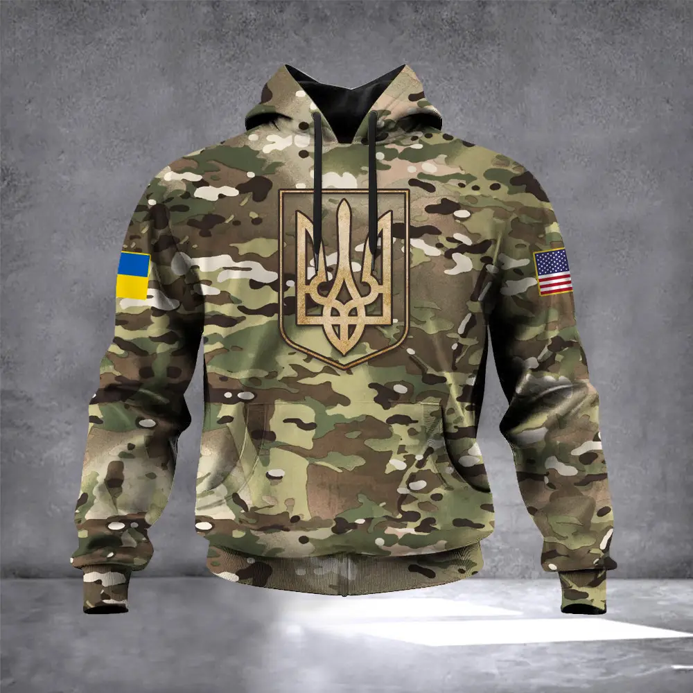 Ukraine Trident Camo Hoodie I Stand With Ukraine Merch