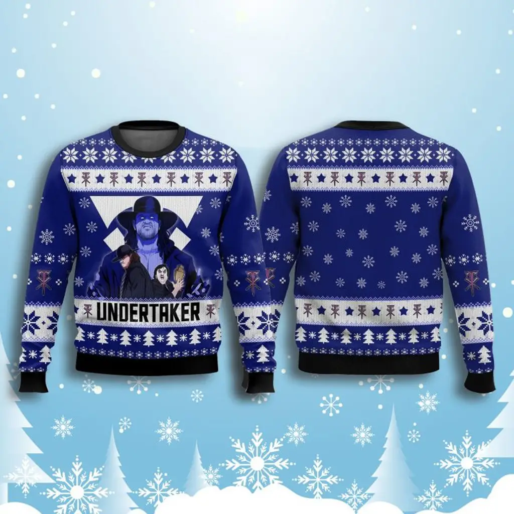 Undertaker Blue Ugly Christmas Sweater Ugly Holiday Sweater Christmas Gifts For Him - WearandDecor
