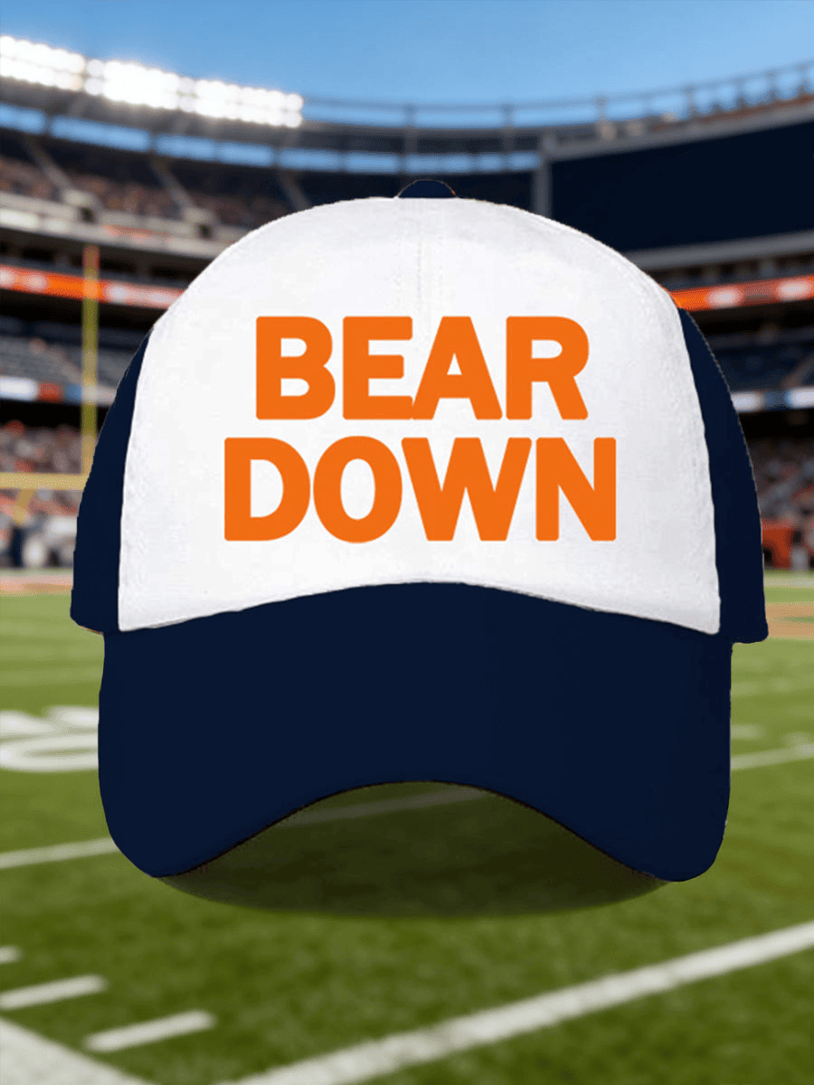 Unisex Bear Down Print Hat Chicago Football Fans Gameday Hat for Dad Unisex Bear Down Print Hat Chicago Football Fans Gameday Hat for Dad - Image 1