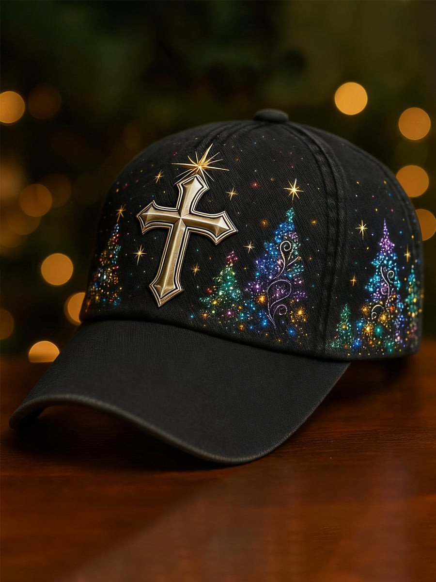 Unisex Christmas Tree Cross Hat Love Like Jesus Baseball Cap Christian Gift Ideas