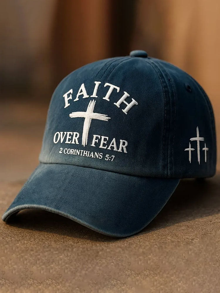 Unisex Faith Over Fear Cross Hat Jesus Cross Baseball Cap Christian Gift Ideas