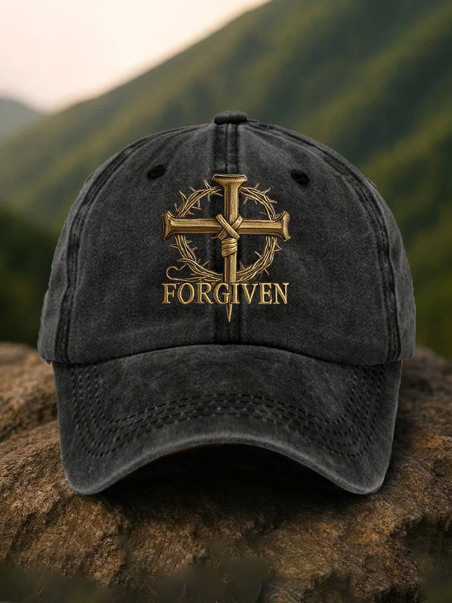 Unisex Forgiven Cross Faith Hat IJesus Cross Cap Religious Gifts For Brother