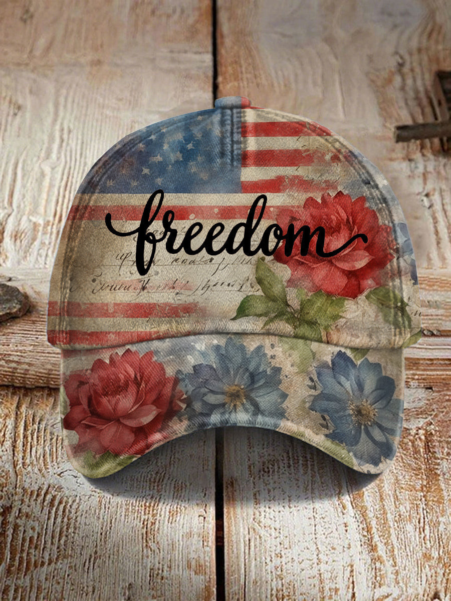 Unisex Freedom Flag Flowers Print Hat As Picture This Is The Turning Point Merch