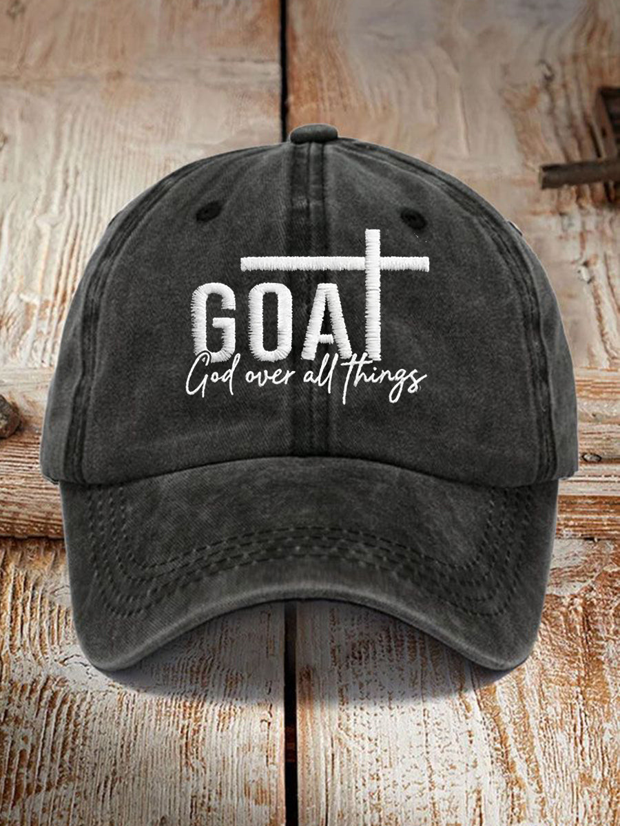 Unisex Goat God Over All Thing Hat Faith Based Baseball Cap Christian Gifts For Brother Unisex Goat God Over All Thing Hat Faith Based Baseball Cap Christian Gifts For Brother - Image 1