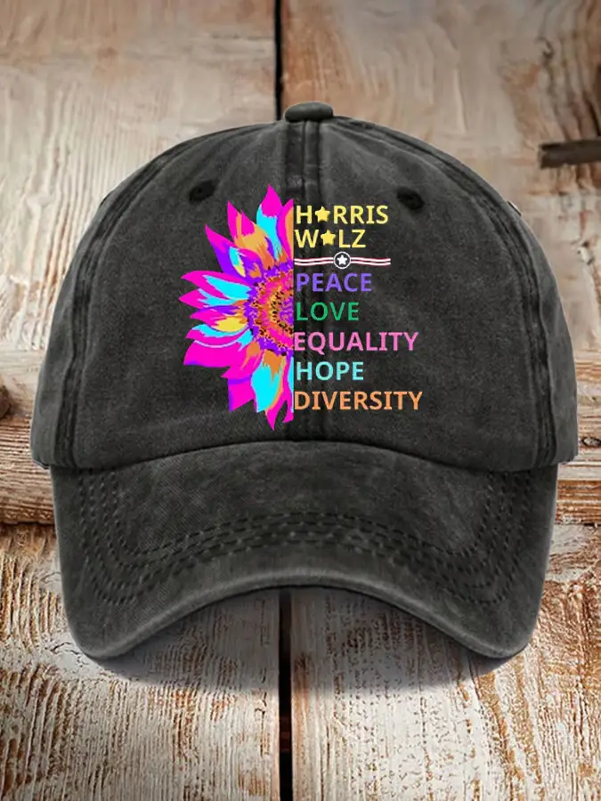 Unisex Peace Love Equality Hope Diversity Blue Wave 2024 Hat Vote For Kamala Harris Hat