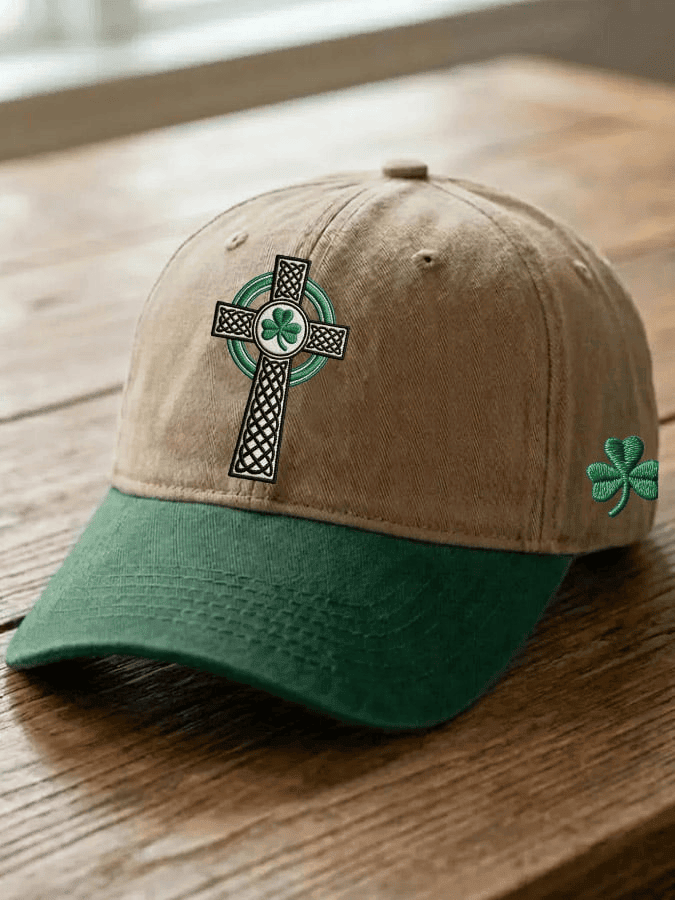 Unisex St. Patrick's Day Printed Hat Celtic Cross Design Irish Pride Gift Ideas