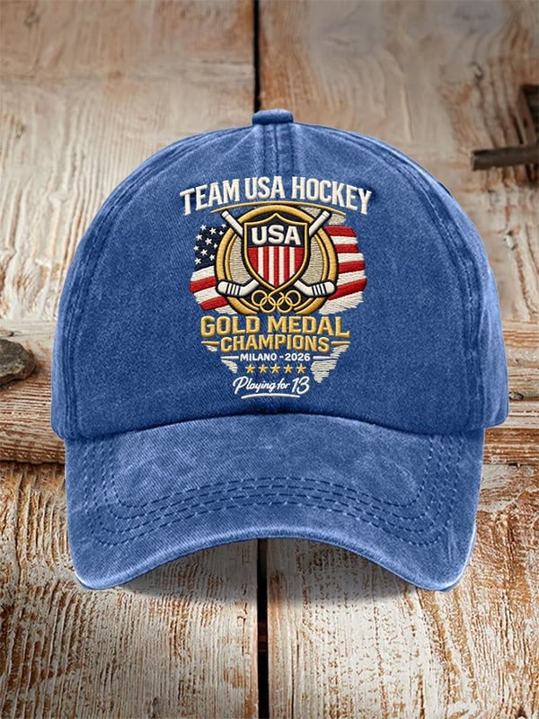 Unisex USA Hockey Baseball Cap Team USA Hockey Gold Medal Champions Unique Gift For Fans