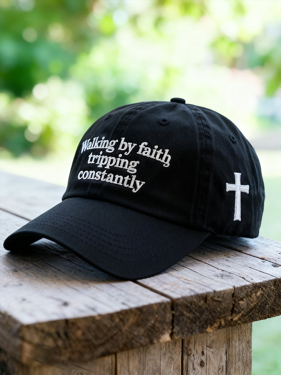 Unisex Walking By Faith Tripping Constantly Cross Hat Jesus Christ Ball Cap Gifts Men