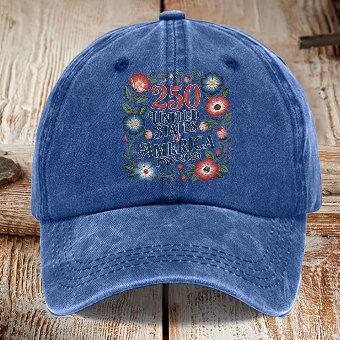 United States 250 Years 1776 2026 Floral Hat Independence Day Baseball Cap Present For Him