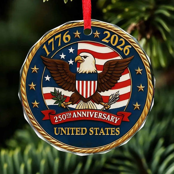 United States 250th Anniversary Glass Ornament Eagle Independence Day Patriotic Gifts United States 250th Anniversary Glass Ornament Eagle Independence Day Patriotic Gifts - Image 1