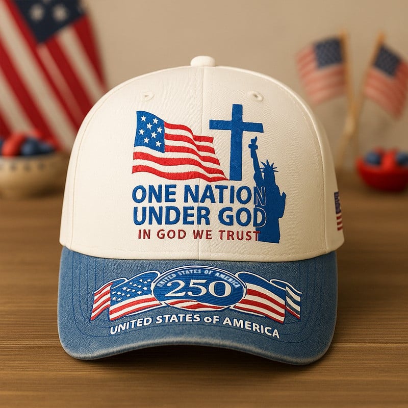 United States 250Th Anniversary One Nation Under God Hat In God We Trust Veteran Gift Ideas
