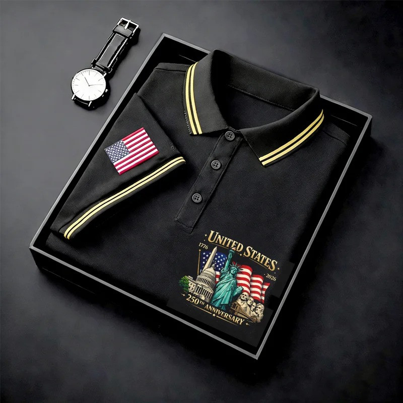 United States 250th Anniversary Polo Shirt 1776 2026 Statue Of Liberty USA Flag Clothes