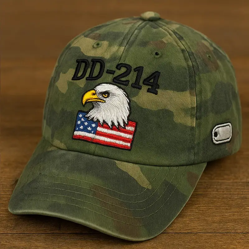 United States DD-214 Veteran Hat Eagle America Flag Dog Tag Veteran Cap Gifts For Him